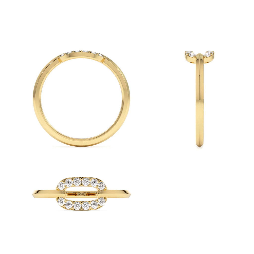 14k Single Link Diamond Ring - view 5