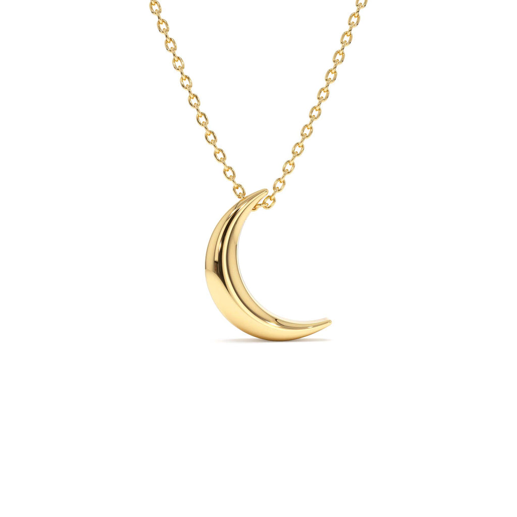 14K Half Moon Crescent Charm Necklace by Orlina Fine