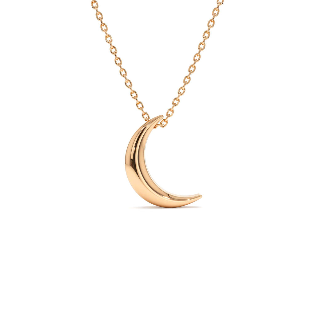 14K Half Moon Crescent Charm Necklace - view 2