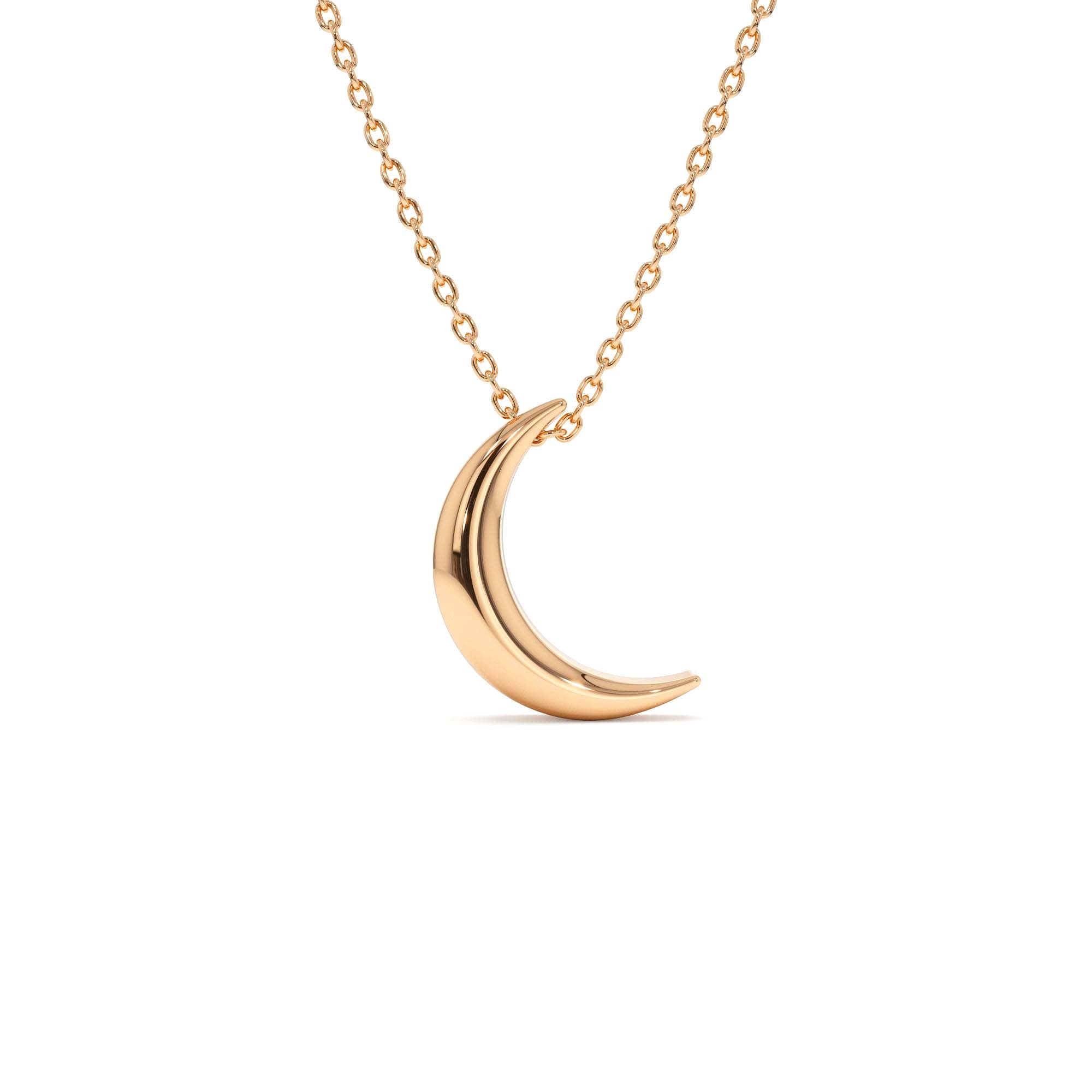 14K Half Moon Crescent Charm Necklace - view 2