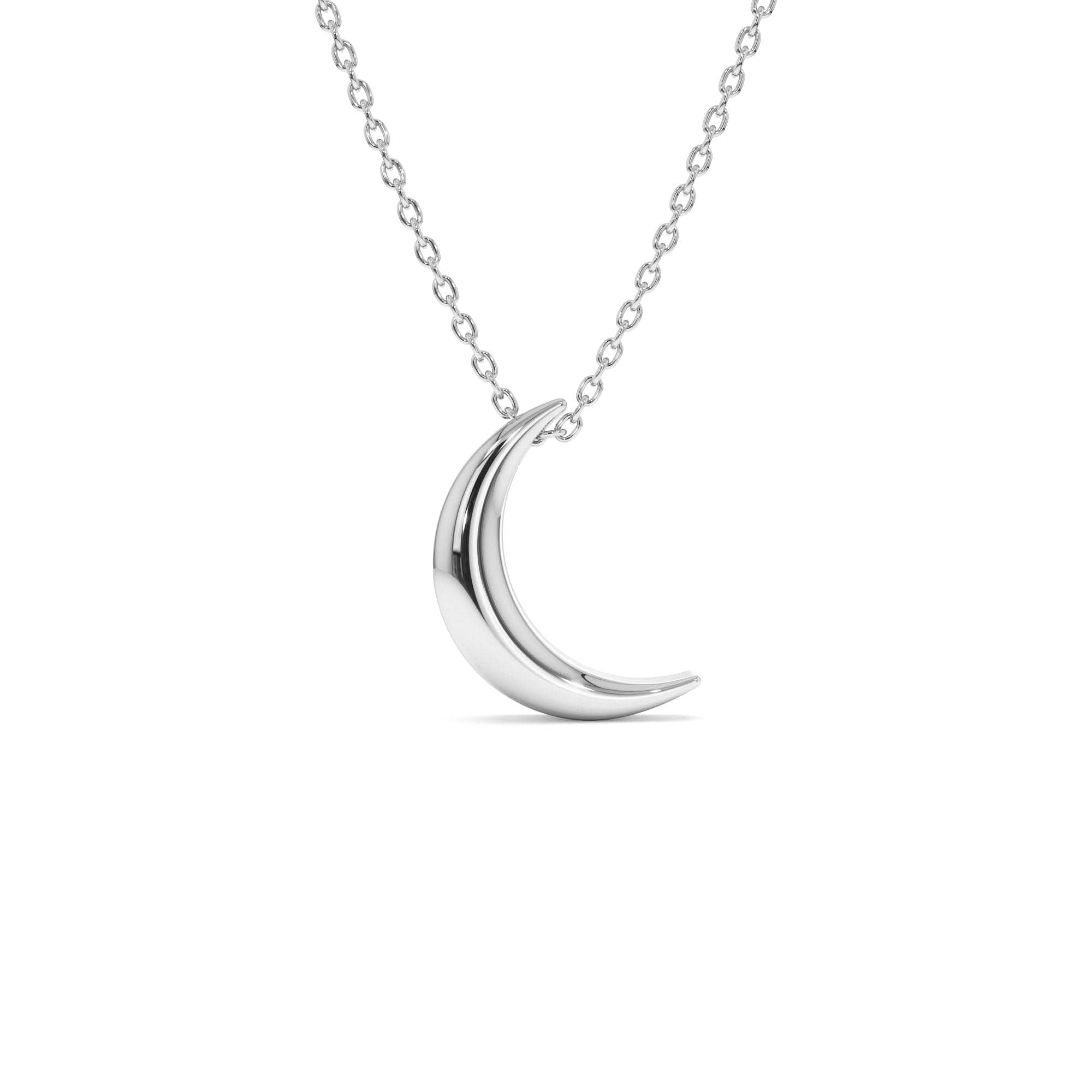 14K Half Moon Crescent Charm Necklace - view 3