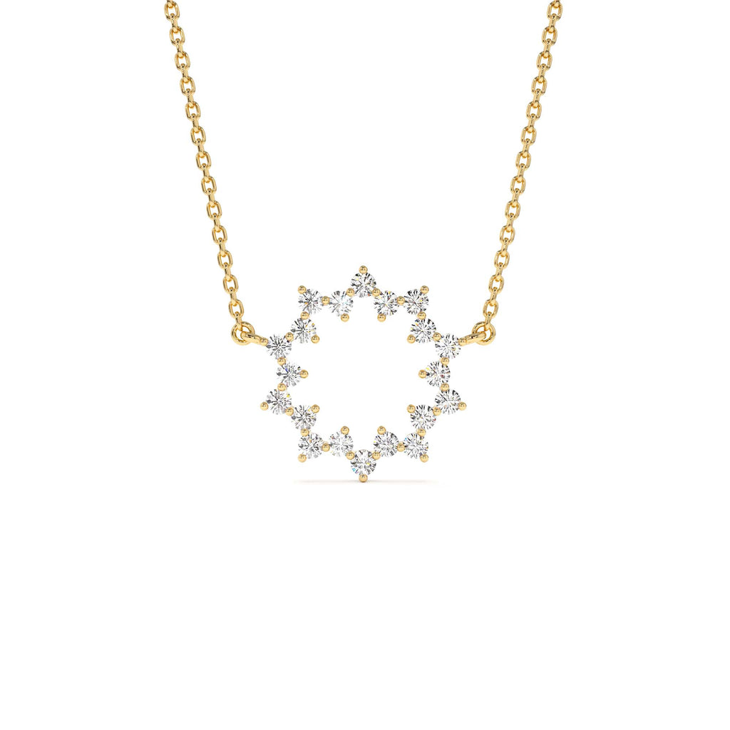 14k Diamond Sun Circle Necklace by Orlina Fine
