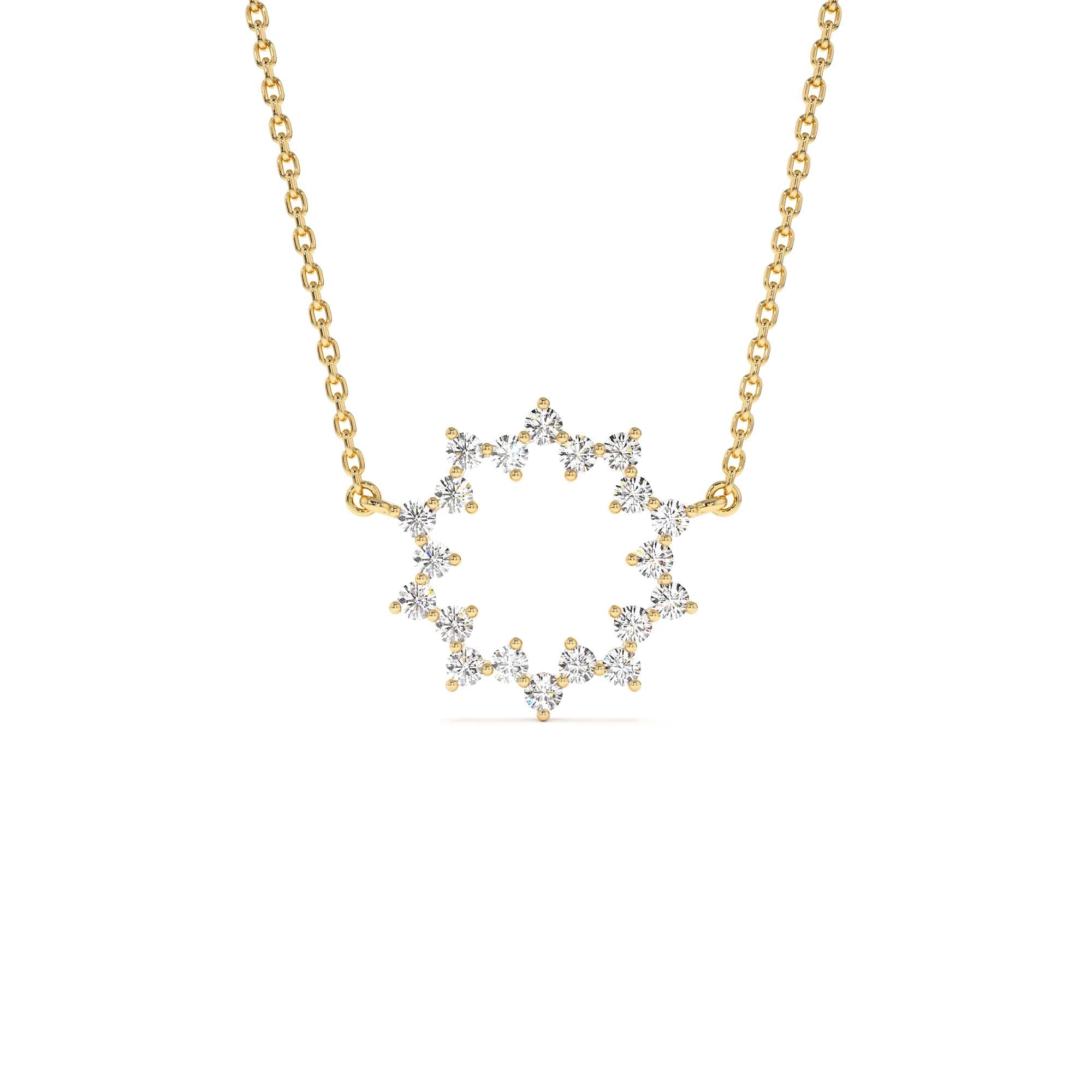 14k Diamond Sun Circle Necklace by Orlina Fine
