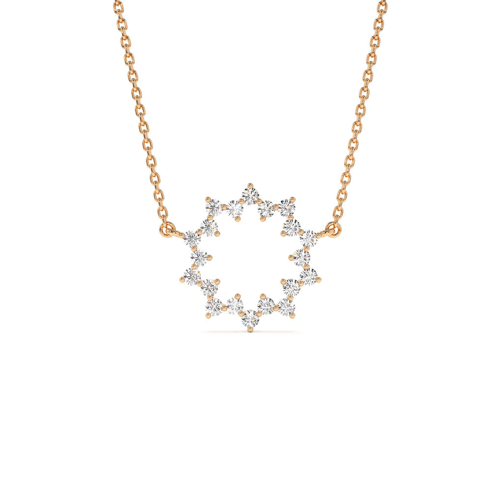 14k Diamond Sun Circle Necklace - view 2