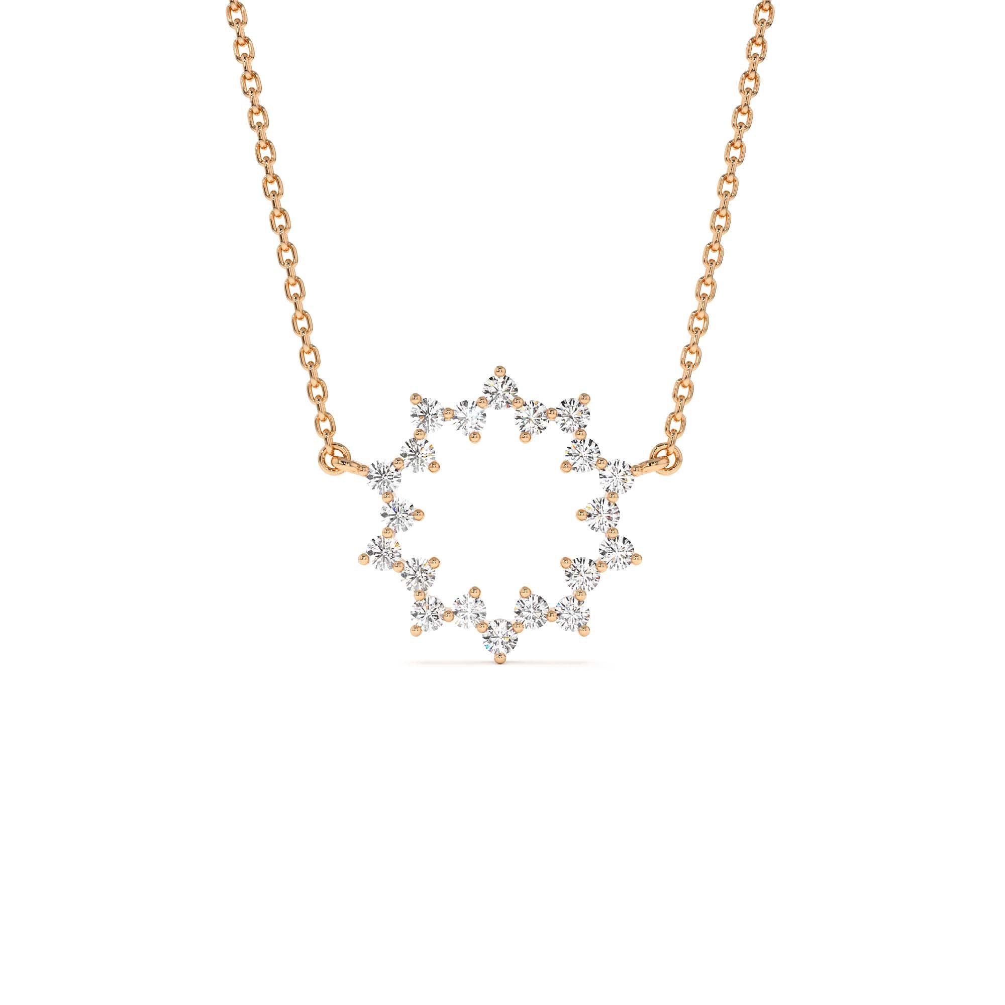 14k Diamond Sun Circle Necklace - view 2