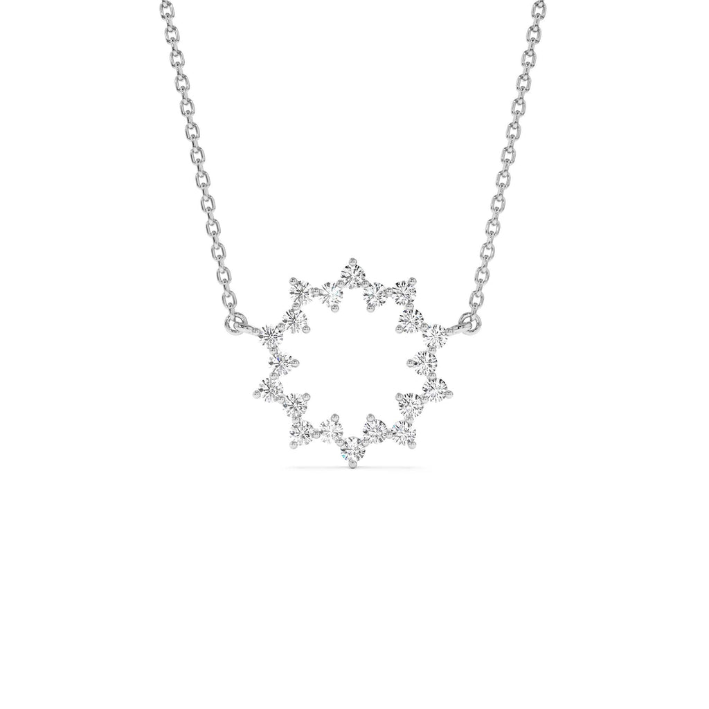 14k Diamond Sun Circle Necklace - view 3