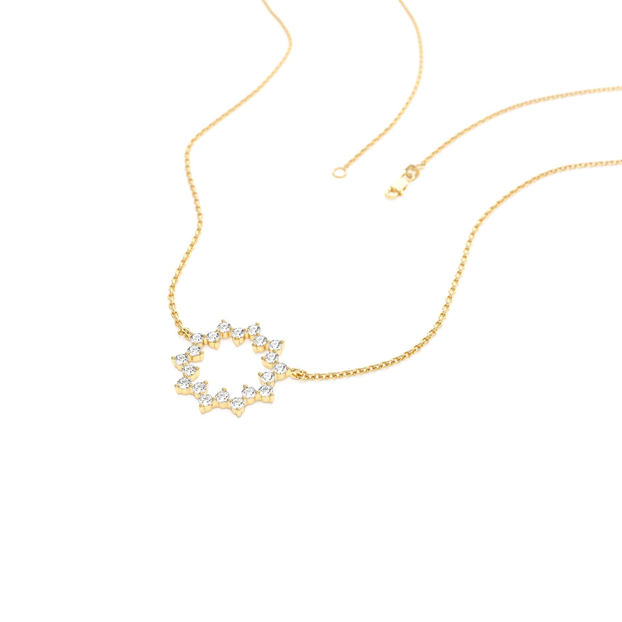 14k Diamond Sun Circle Necklace - view 4