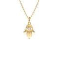 14k Diamond Hamsa Hand Protection Necklace by Orlina Fine