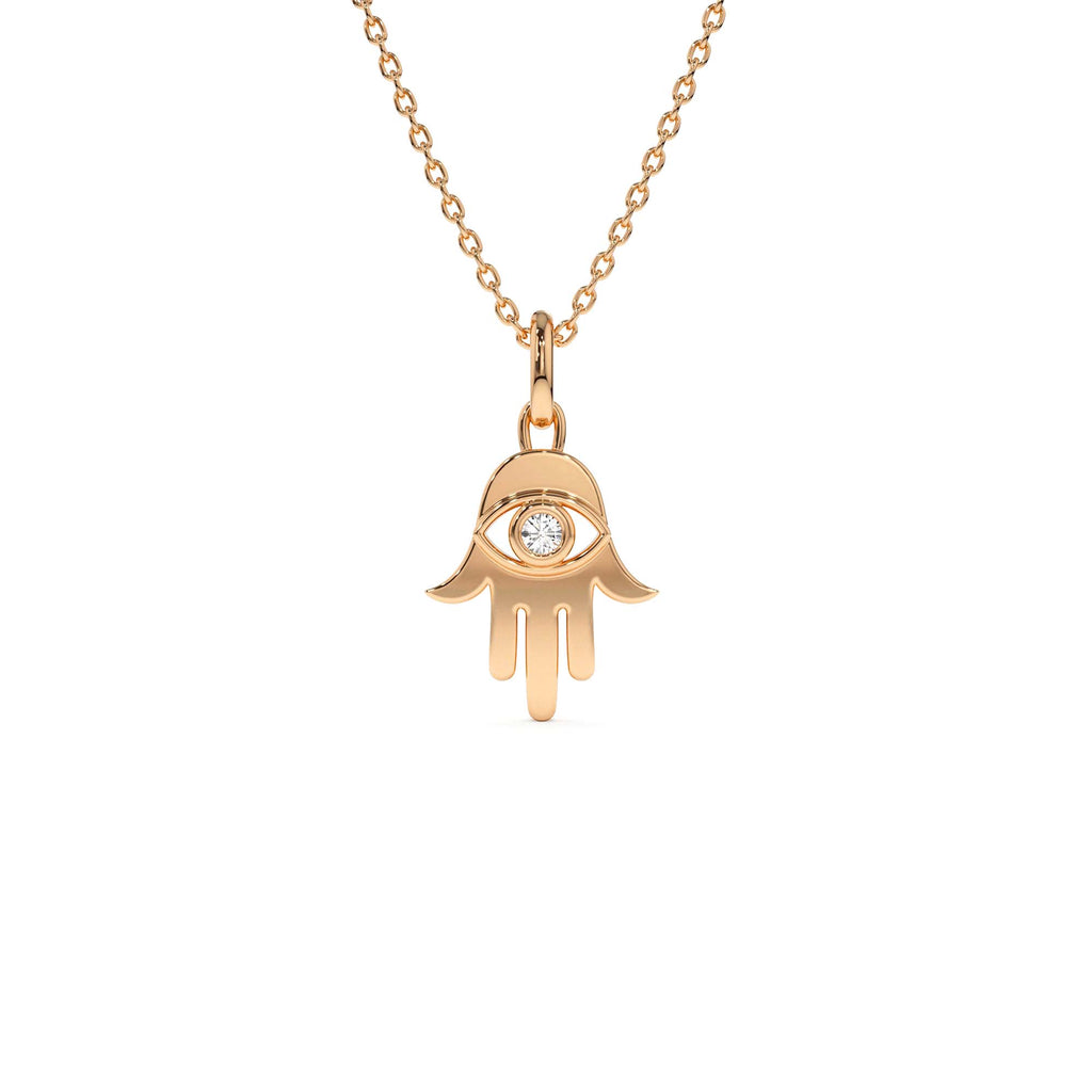 14k Diamond Hamsa Hand Protection Necklace - view 2