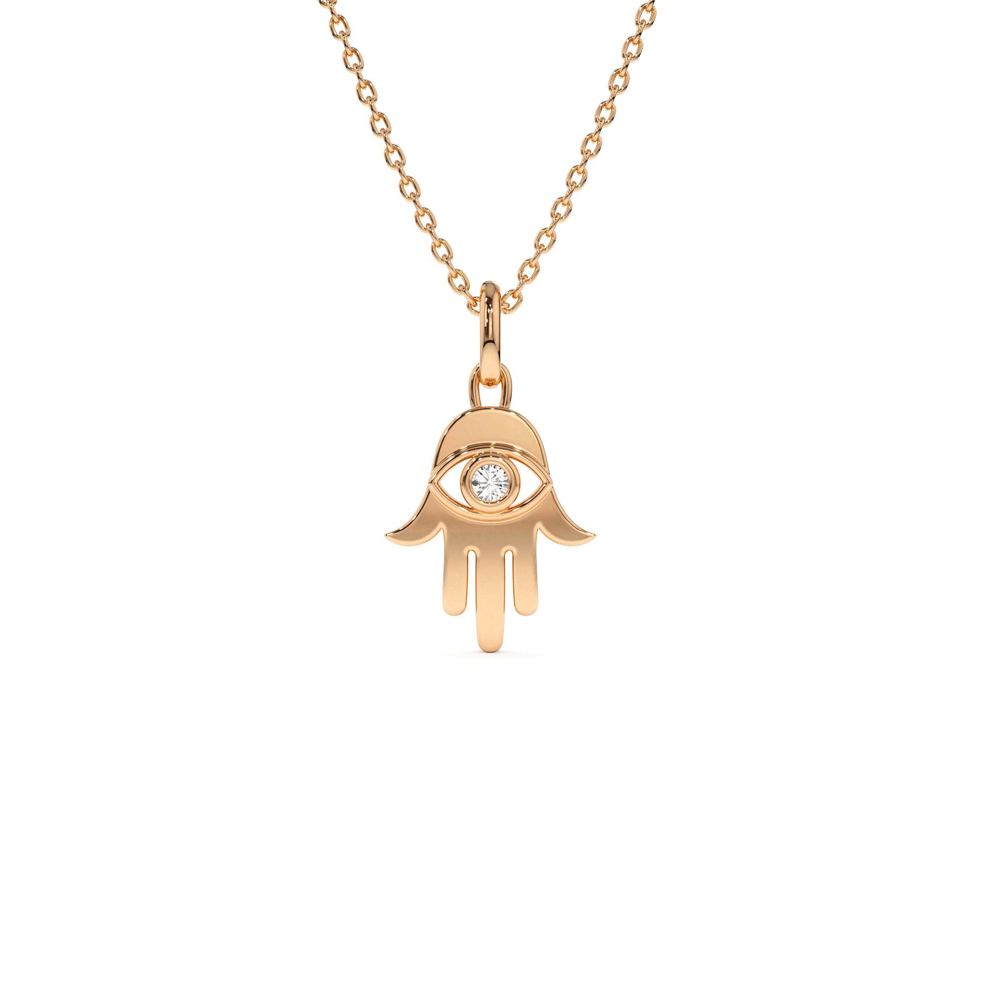 14k Diamond Hamsa Hand Protection Necklace - view 2