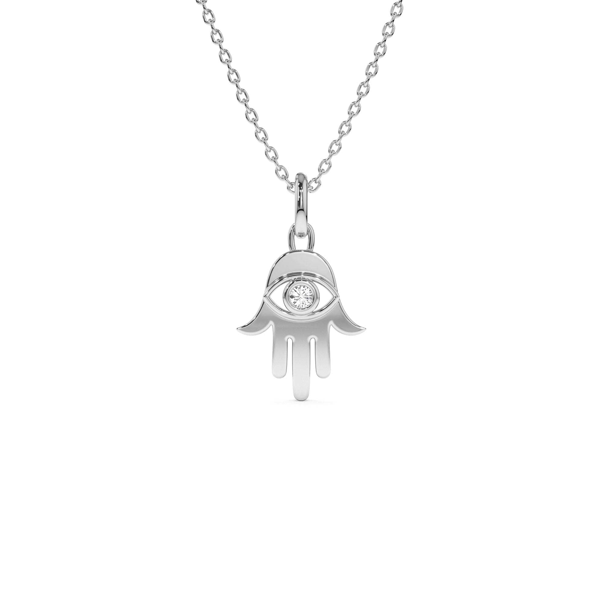 14k Diamond Hamsa Hand Protection Necklace - view 3