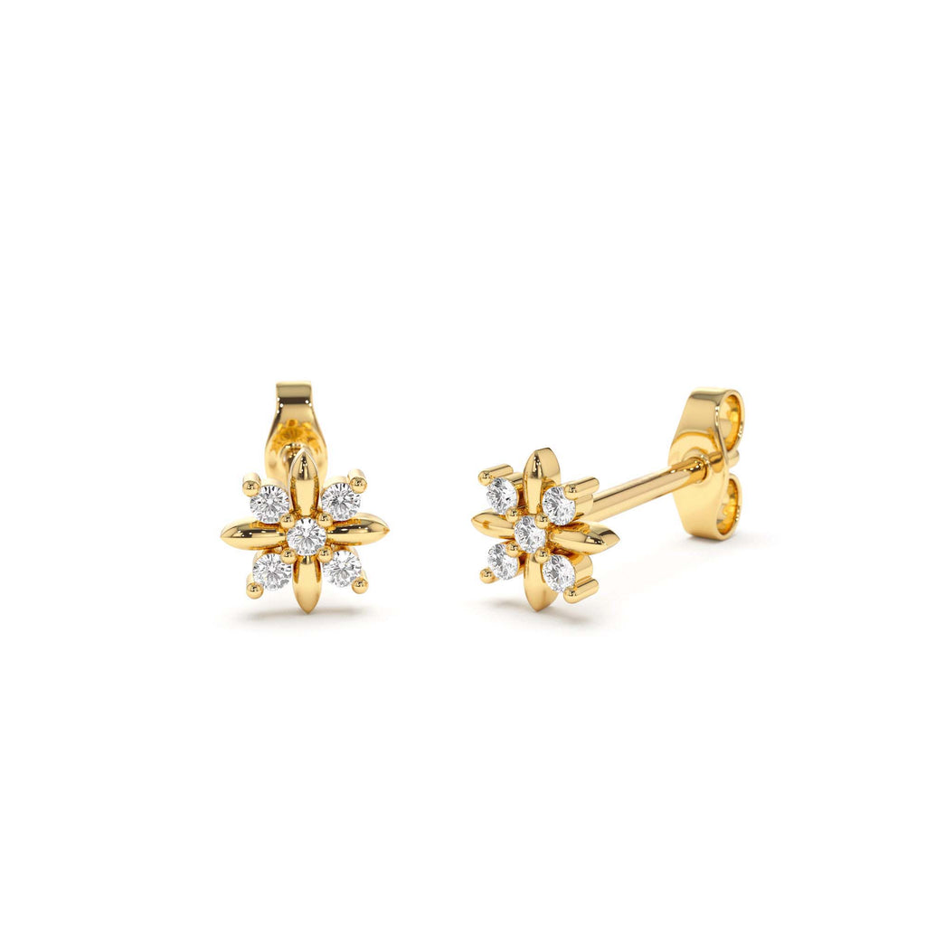 14k Dainty Crisscross Cluster Diamond Studs by Orlina Fine