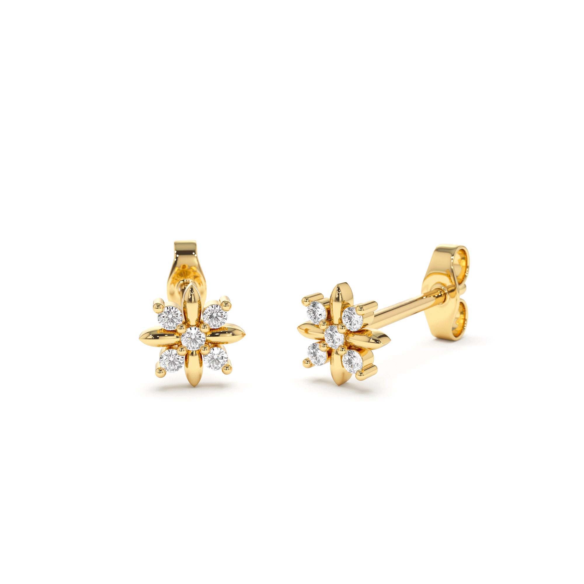 14k Dainty Crisscross Cluster Diamond Studs by Orlina Fine