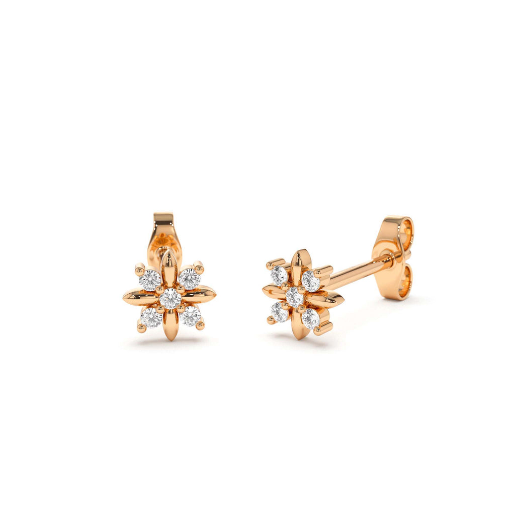 14k Dainty Crisscross Cluster Diamond Studs - view 2