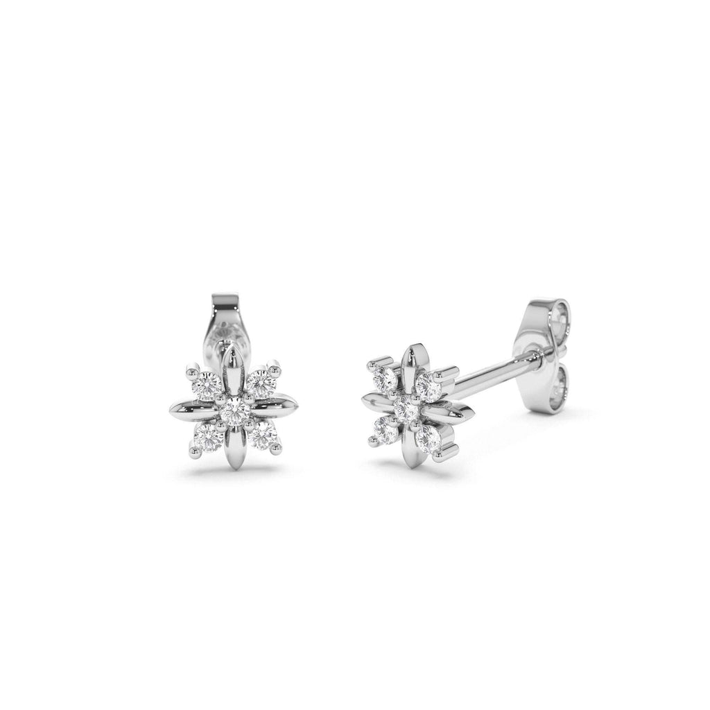 14k Dainty Crisscross Cluster Diamond Studs - view 3