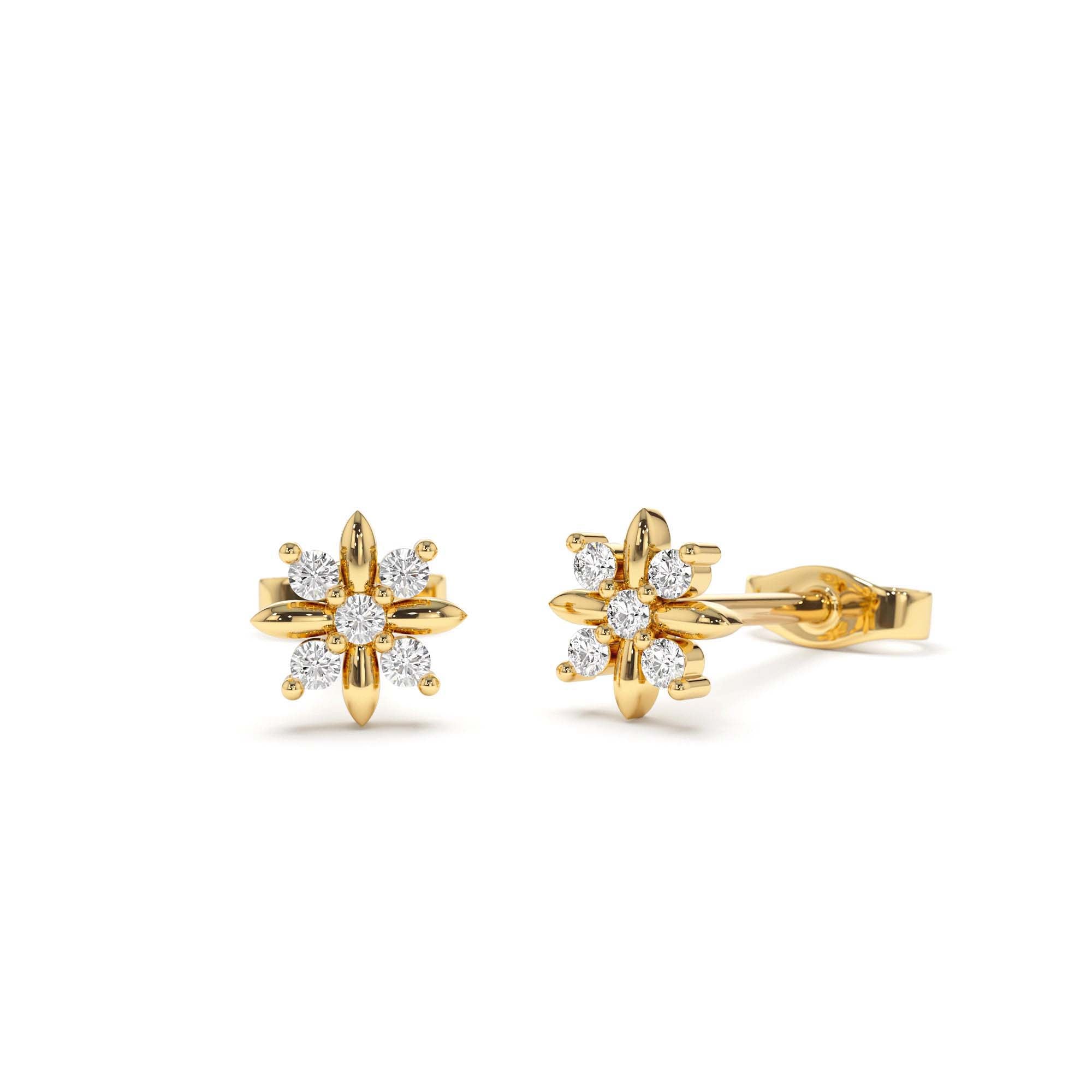 14k Dainty Crisscross Cluster Diamond Studs - view 4