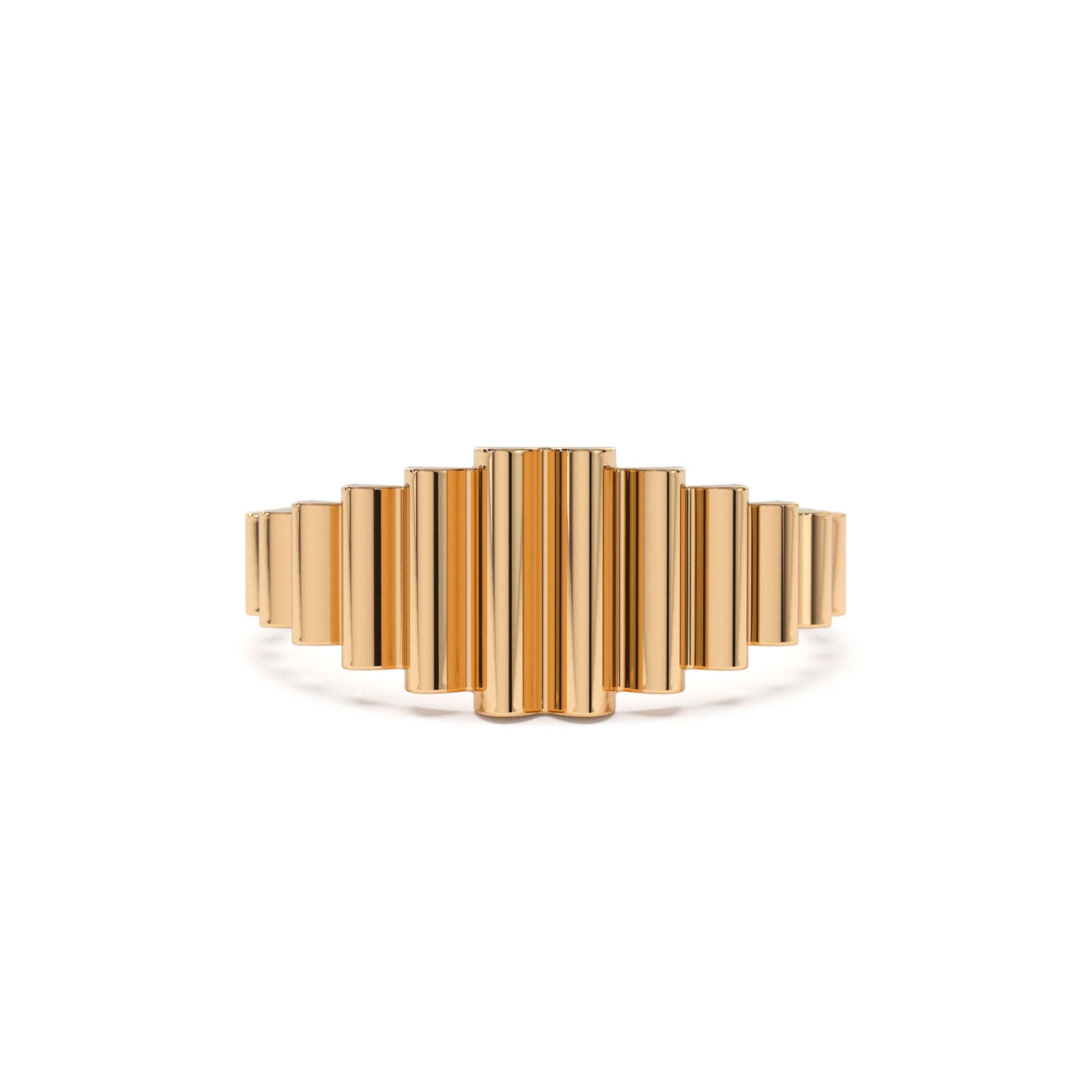 14K Bold Fluted Graduating Gold Ring - view 2
