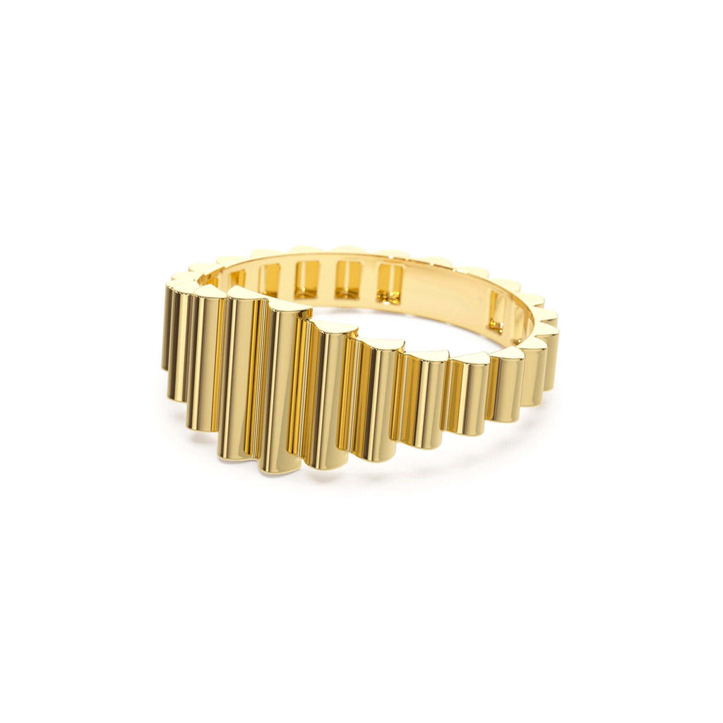 14K Bold Fluted Graduating Gold Ring - view 4