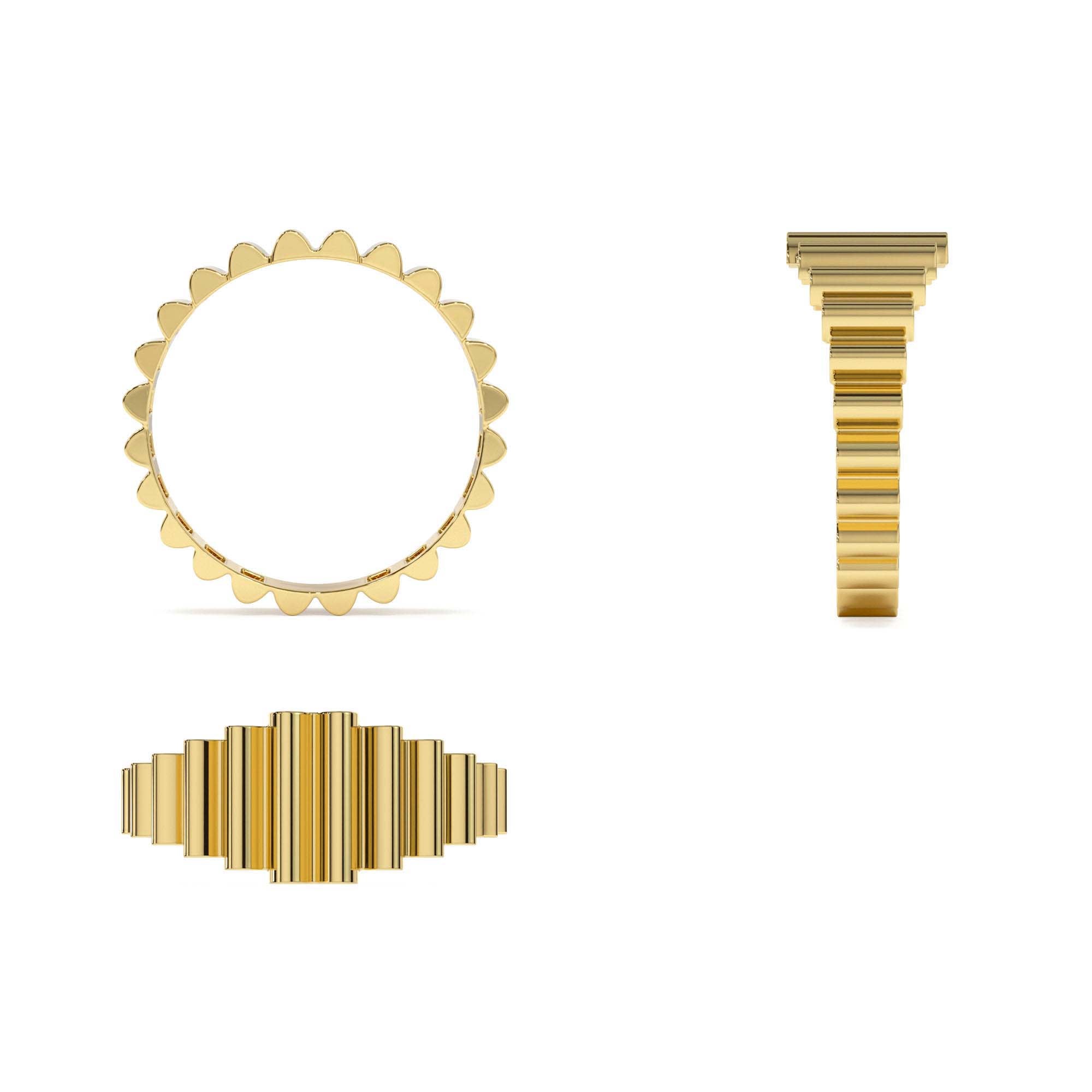 14K Bold Fluted Graduating Gold Ring - view 5