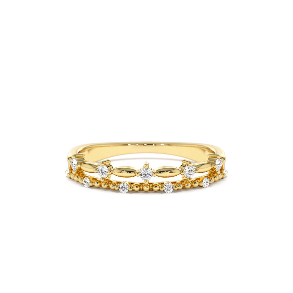 14k Stacked Double Band Diamond Ring by Orlina Fine