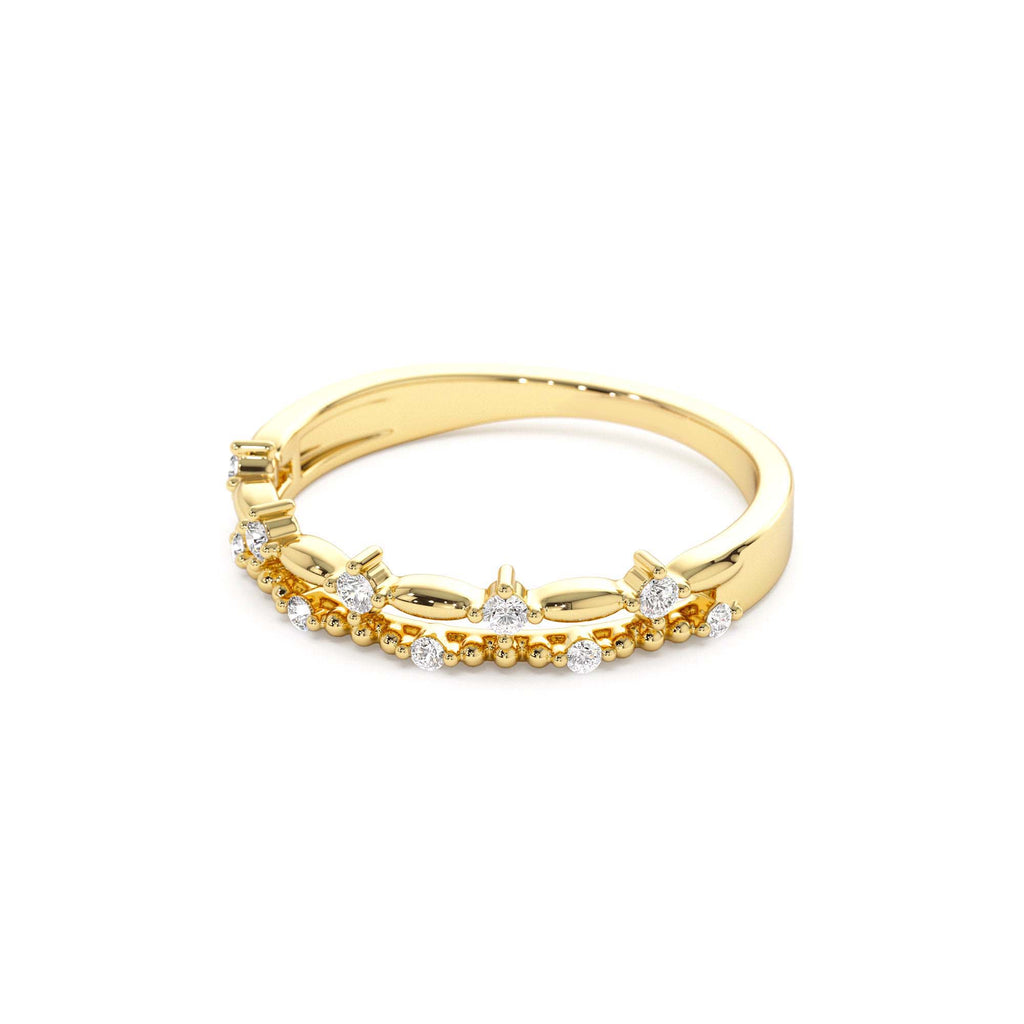 14k Stacked Double Band Diamond Ring - view 4
