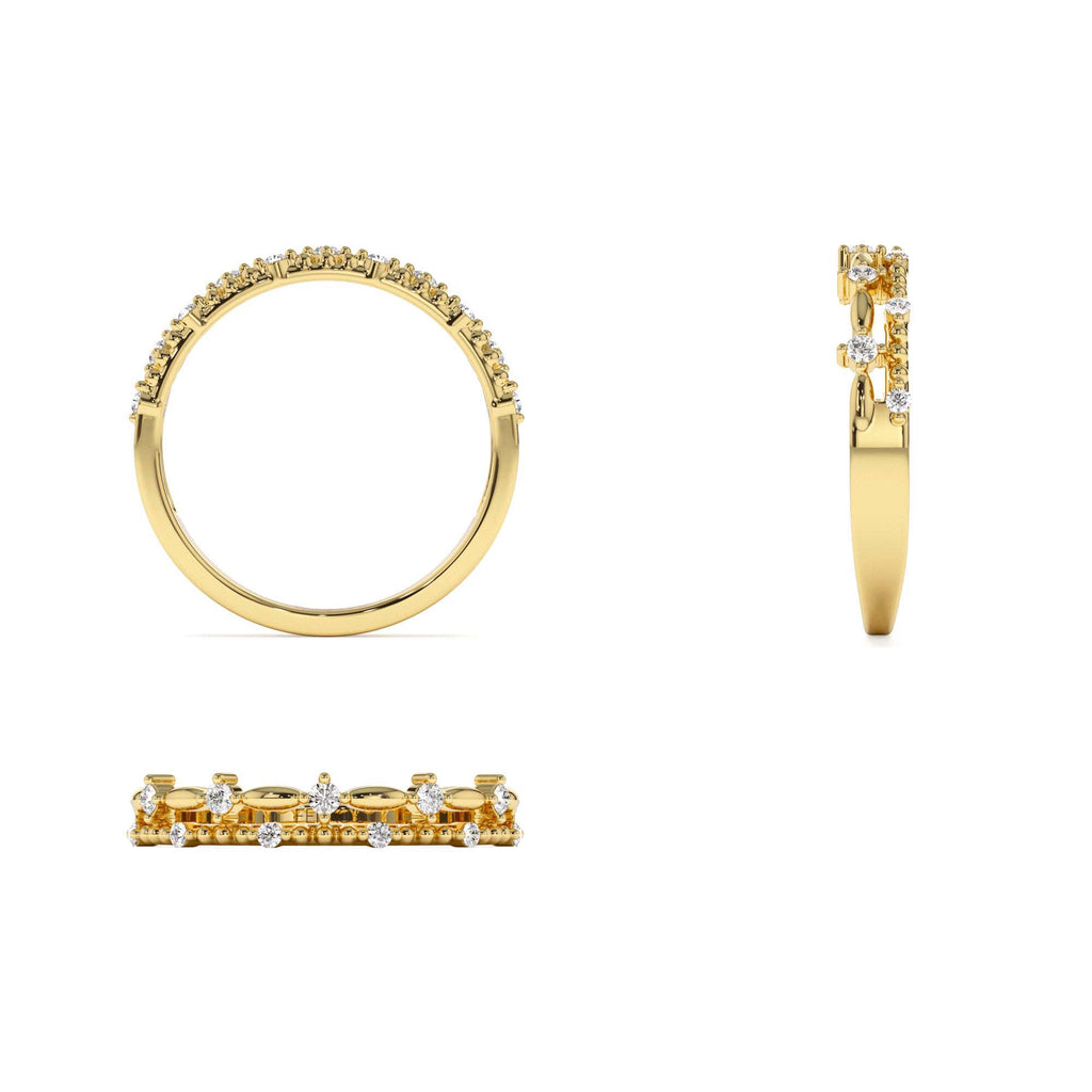 14k Stacked Double Band Diamond Ring - view 5