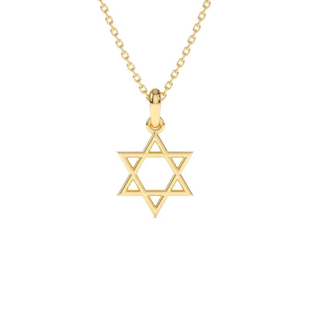 14K Plain Gold Star Of David Necklace by Orlina Fine