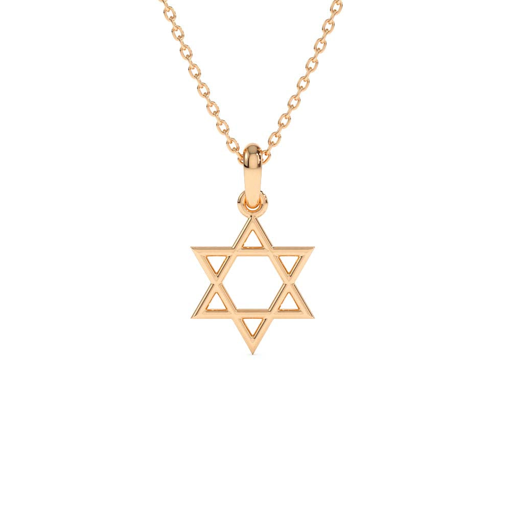 14K Plain Gold Star Of David Necklace - view 2