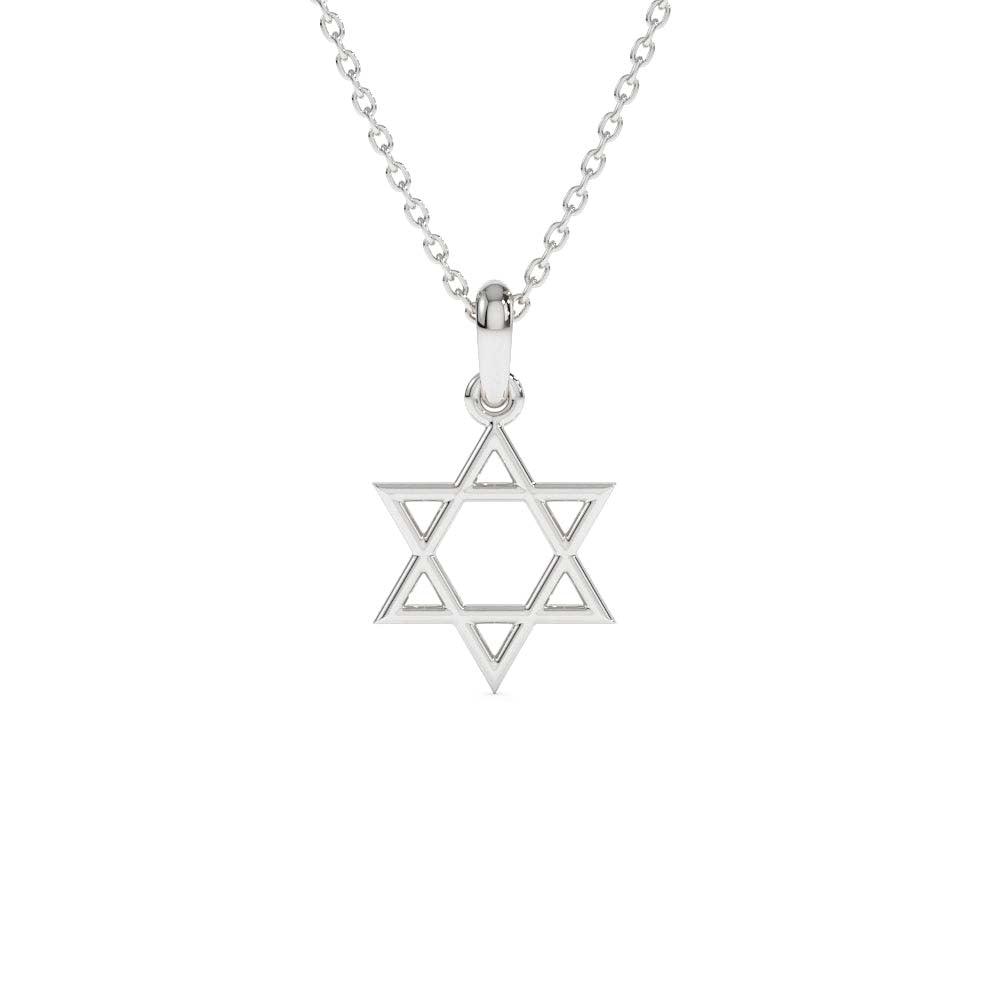 14K Plain Gold Star Of David Necklace - view 3