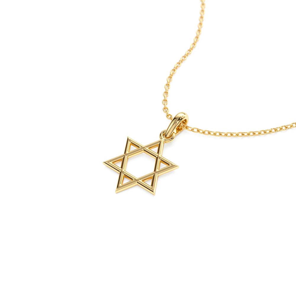 14K Plain Gold Star Of David Necklace - view 4