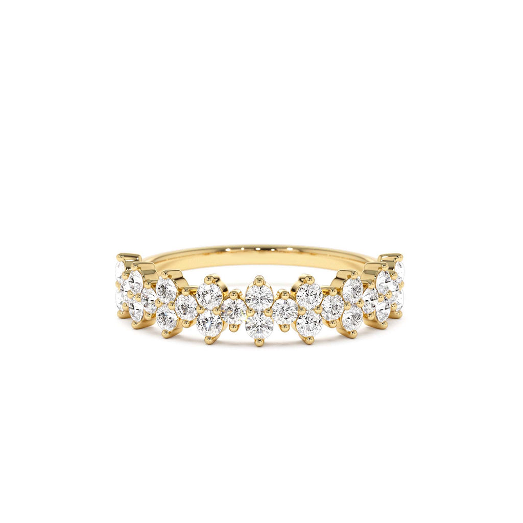 14k Cluster Diamond Half Eternity Wedding Band by Orlina Fine