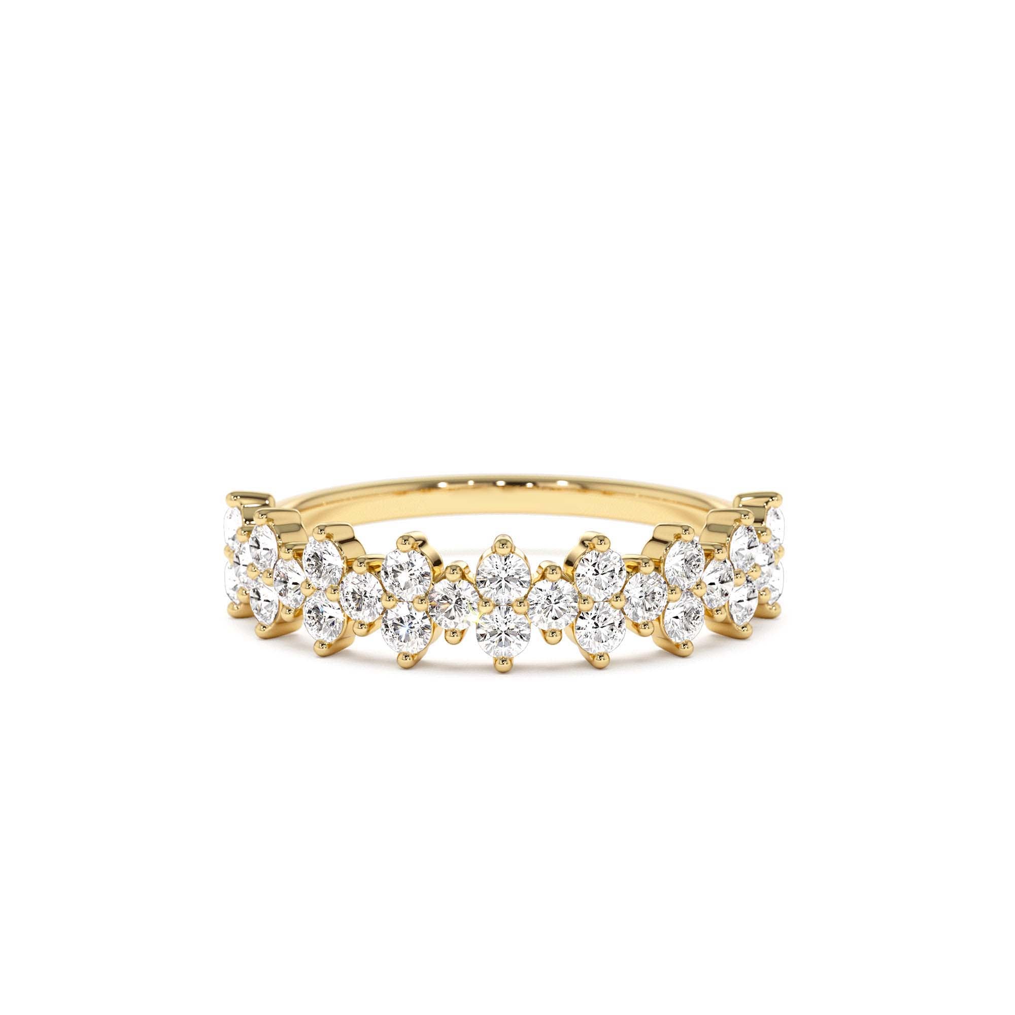 14k Cluster Diamond Half Eternity Wedding Band by Orlina Fine