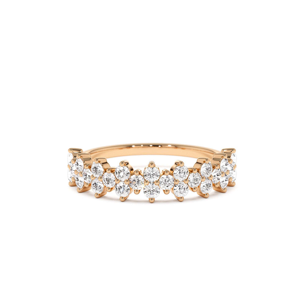 14k Cluster Diamond Half Eternity Wedding Band - view 2