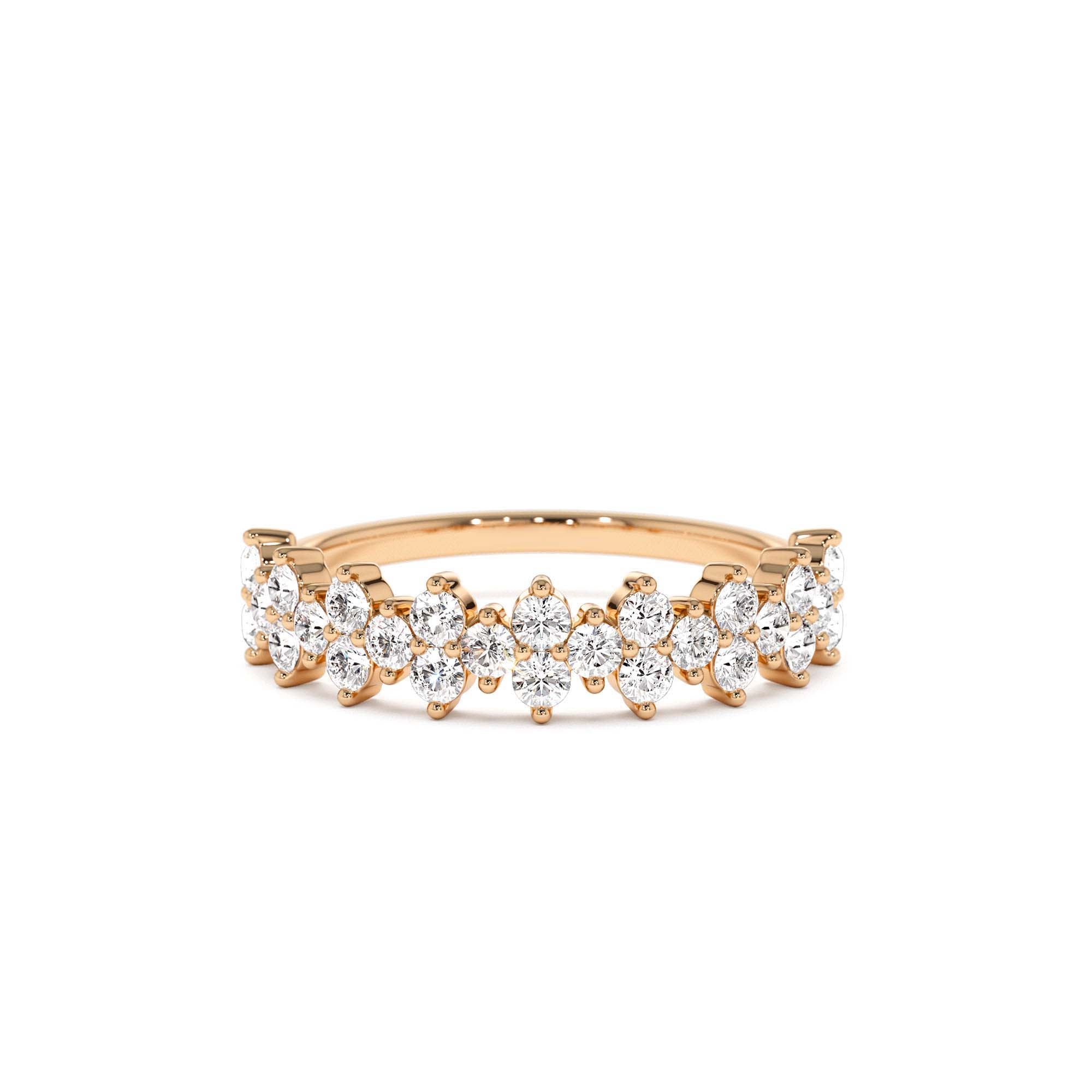 14k Cluster Diamond Half Eternity Wedding Band - view 2