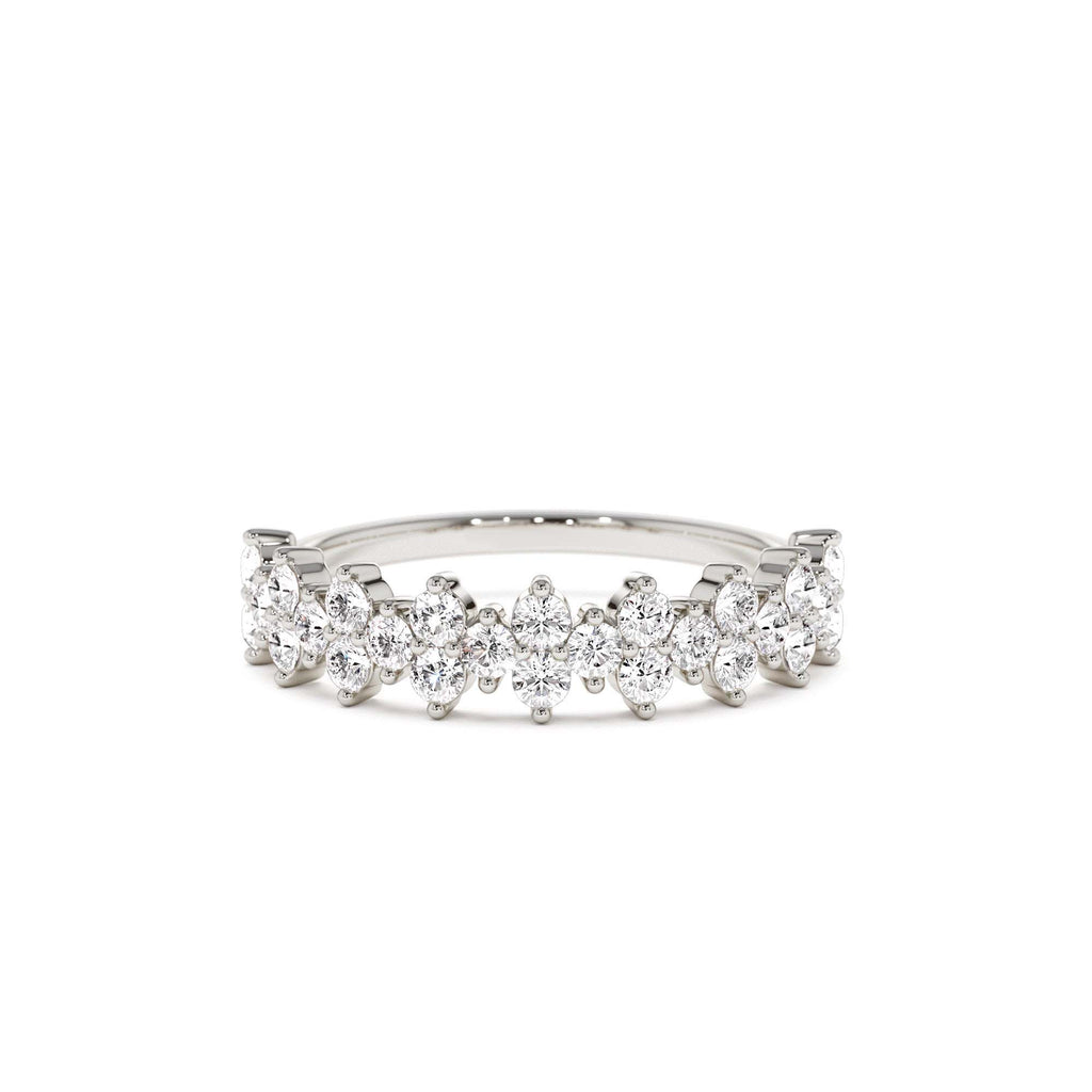 14k Cluster Diamond Half Eternity Wedding Band - view 3