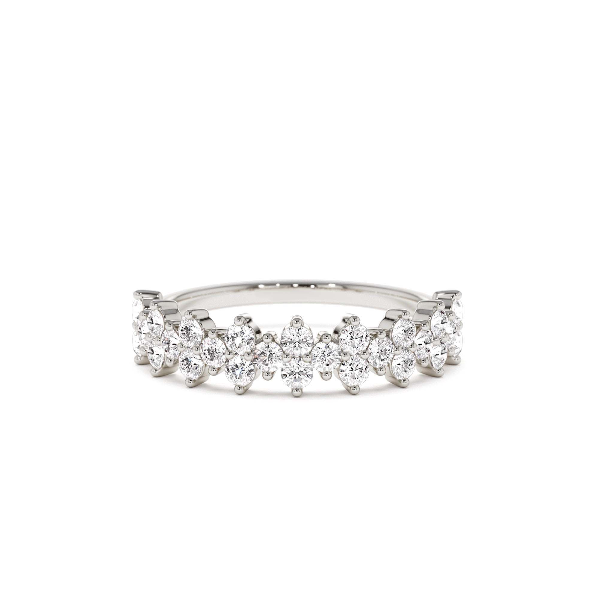 14k Cluster Diamond Half Eternity Wedding Band - view 3