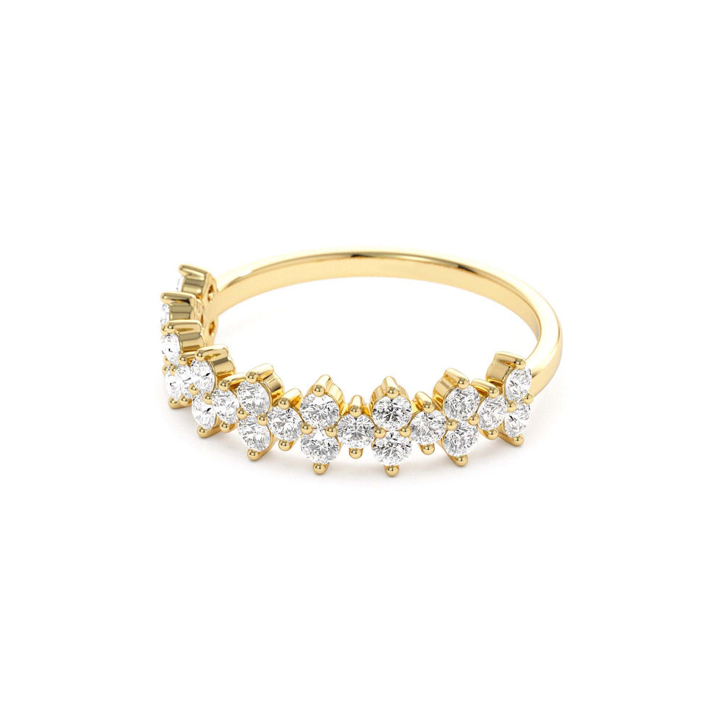 14k Cluster Diamond Half Eternity Wedding Band - view 4