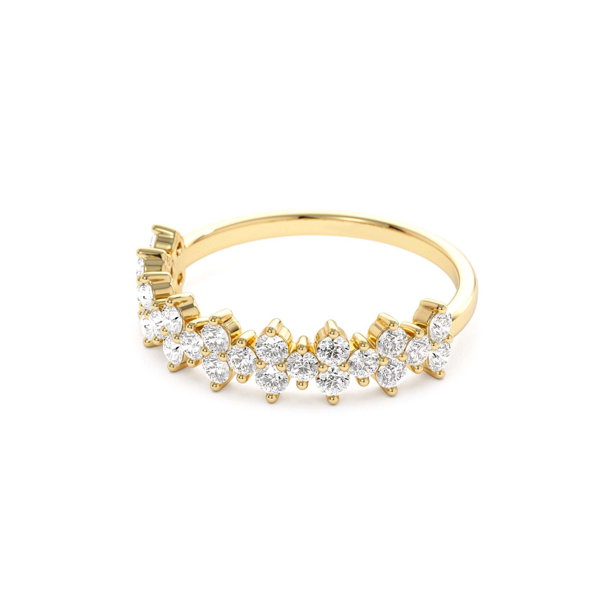14k Cluster Diamond Half Eternity Wedding Band - view 4