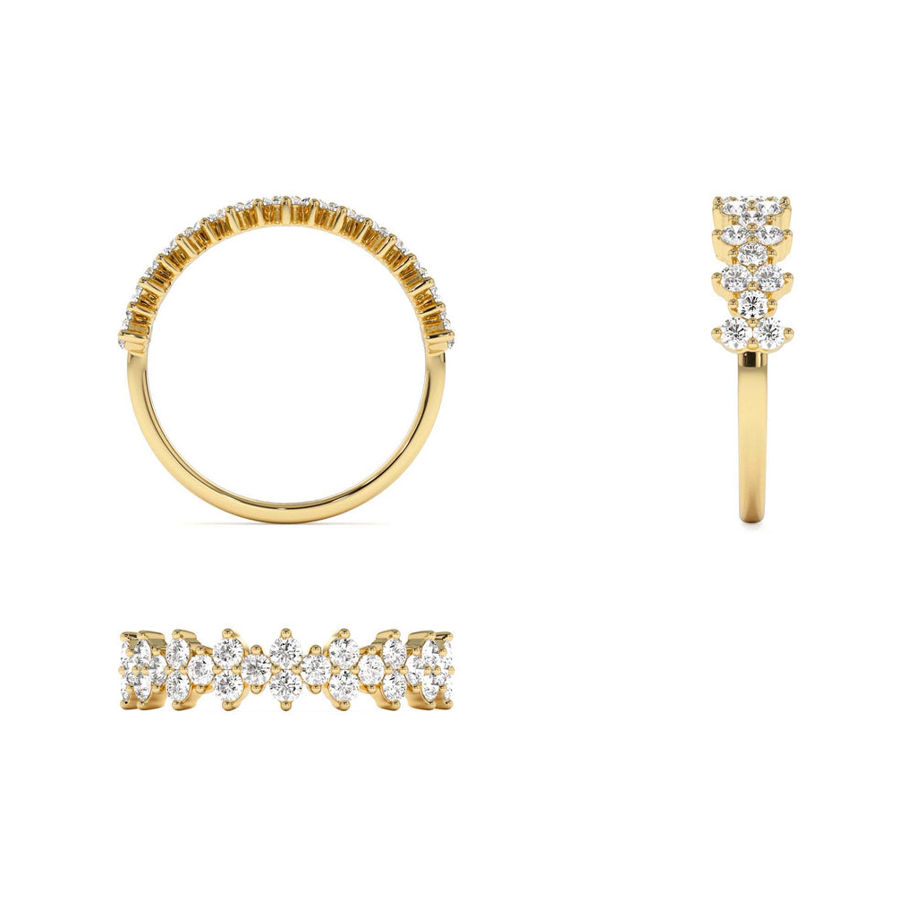 14k Cluster Diamond Half Eternity Wedding Band - view 5