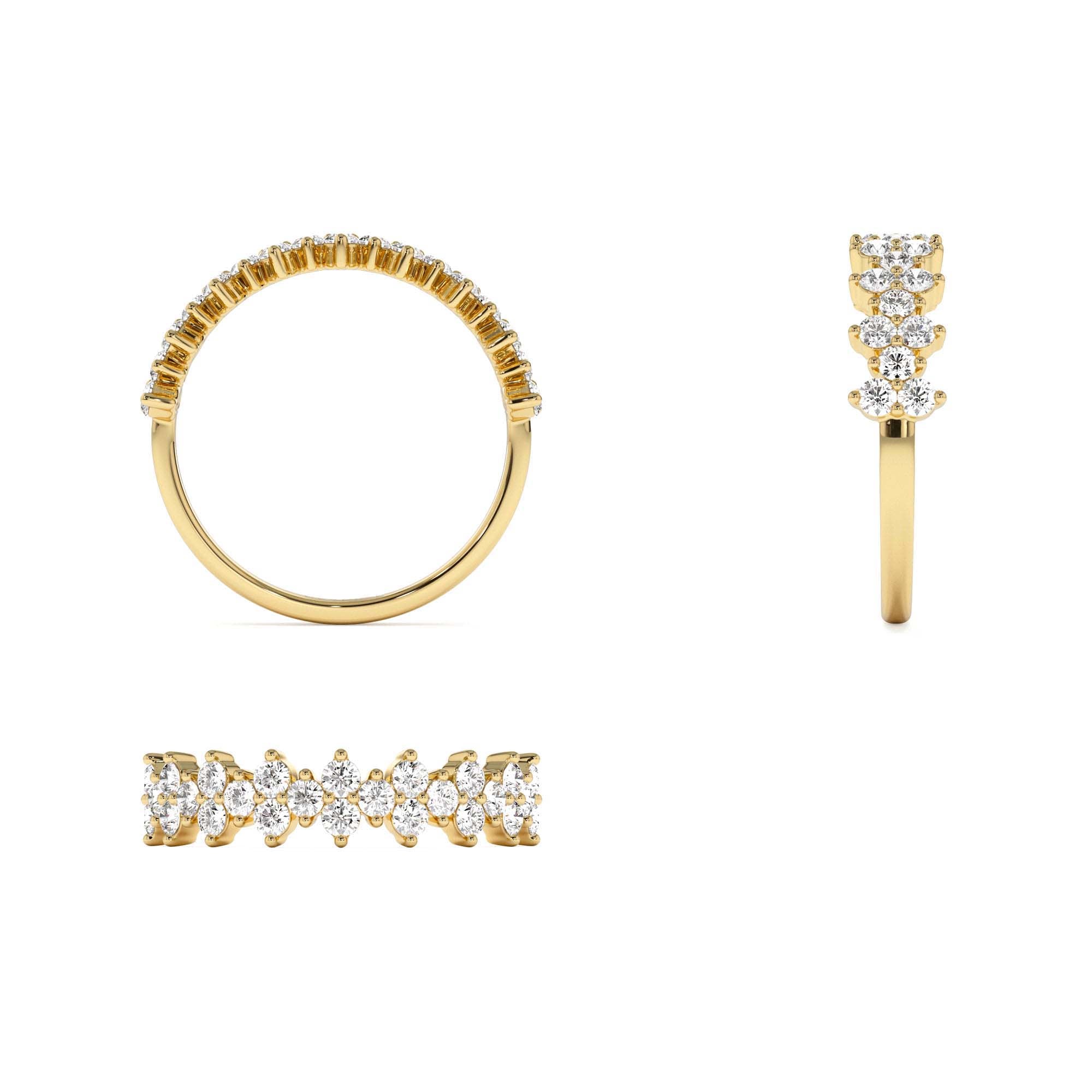 14k Cluster Diamond Half Eternity Wedding Band - view 5