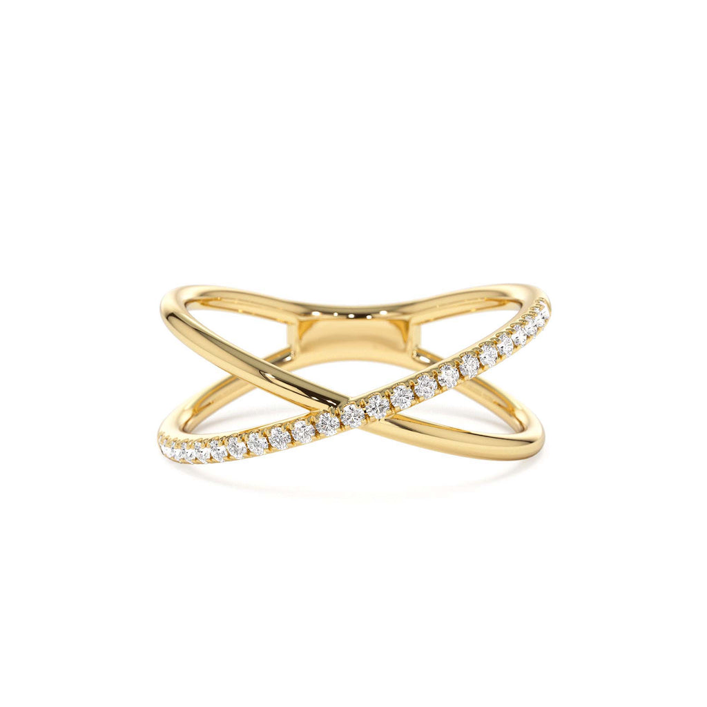 14k Criss Cross Single Side Diamond Ring by Orlina Fine