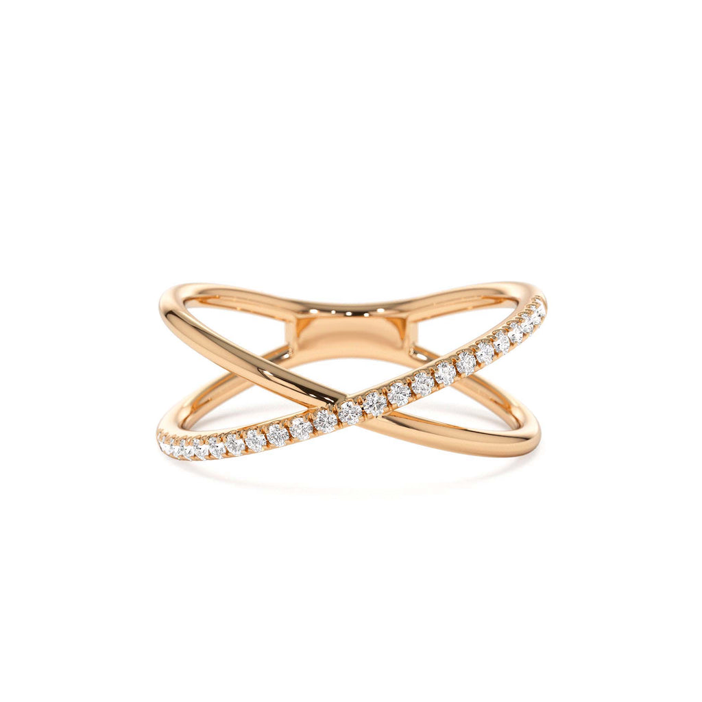 14k Criss Cross Single Side Diamond Ring - view 2