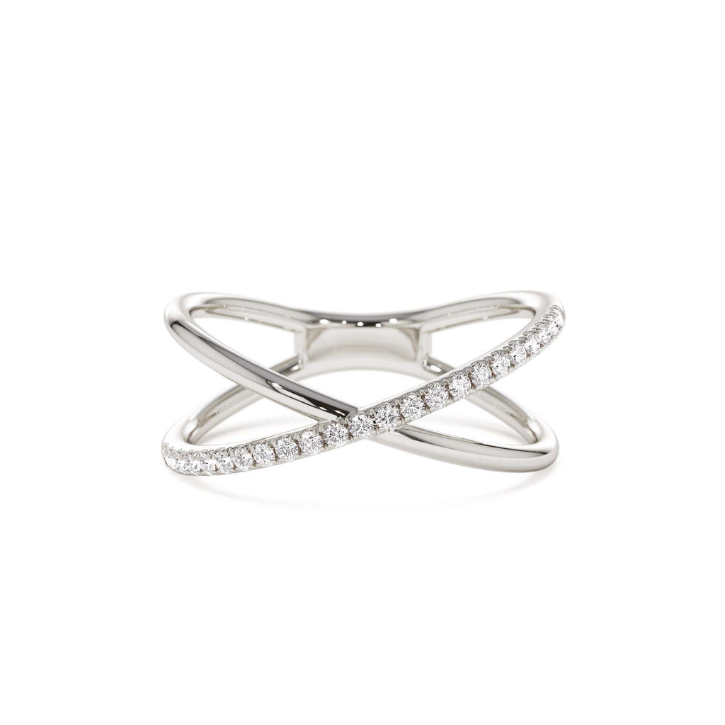 14k Criss Cross Single Side Diamond Ring - view 3
