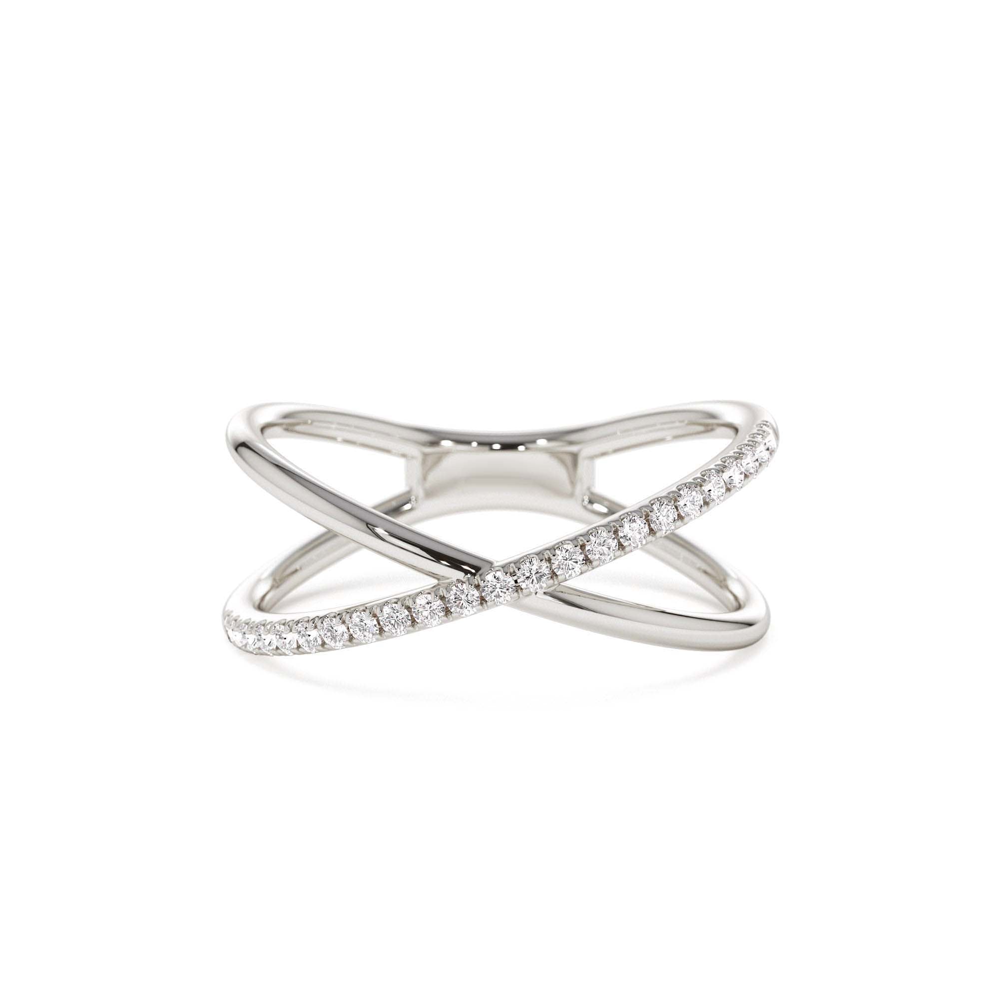 14k Criss Cross Single Side Diamond Ring - view 3