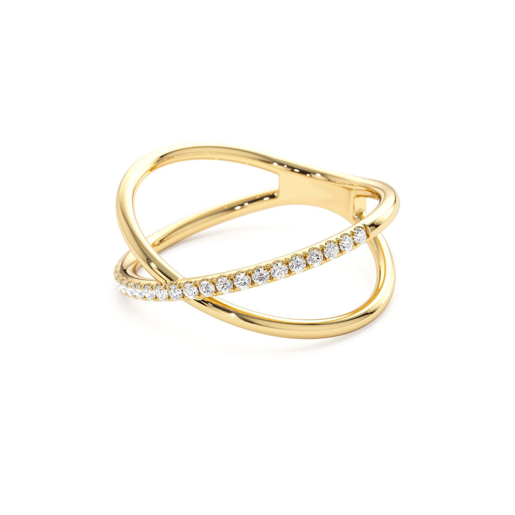 14k Criss Cross Single Side Diamond Ring - view 4