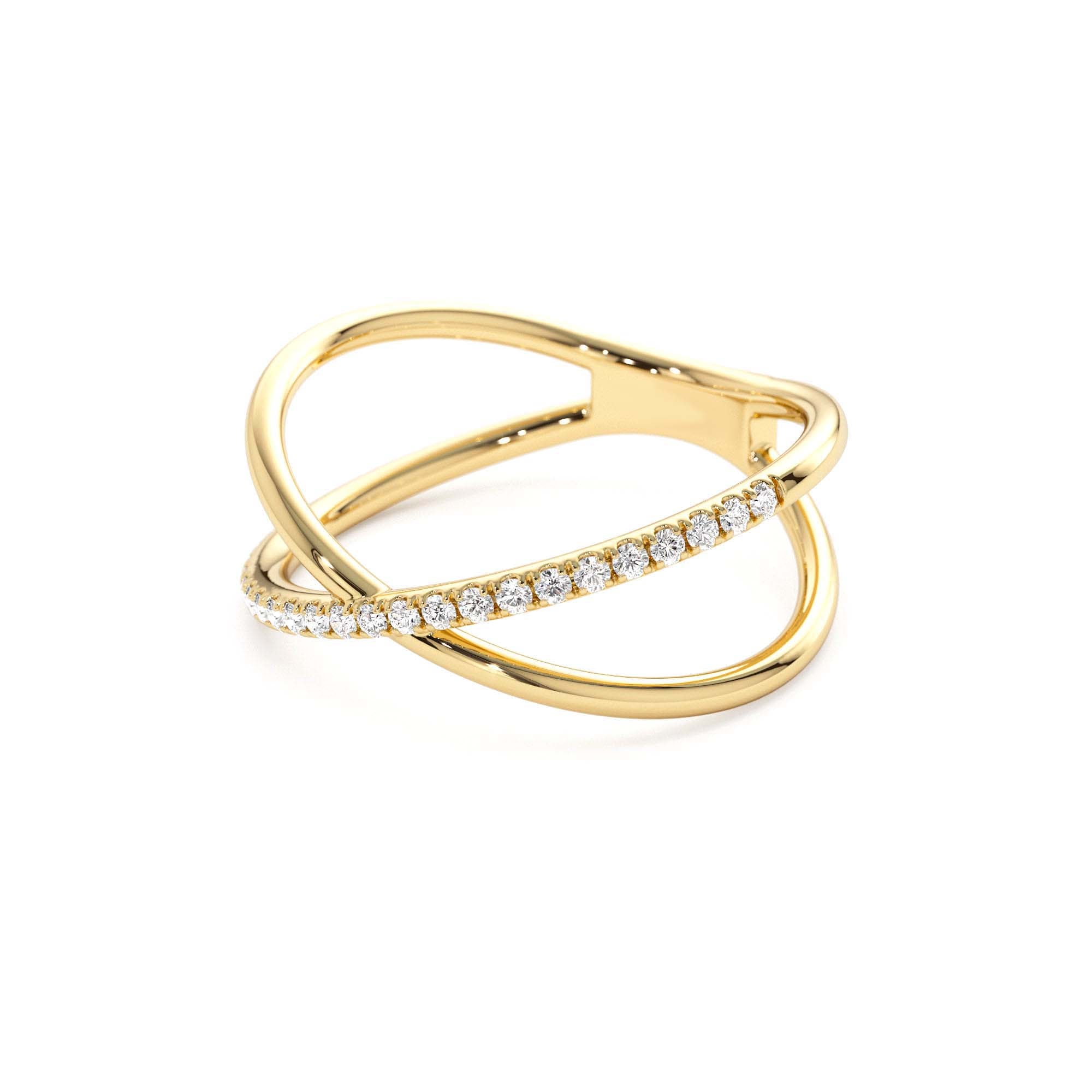 14k Criss Cross Single Side Diamond Ring - view 4