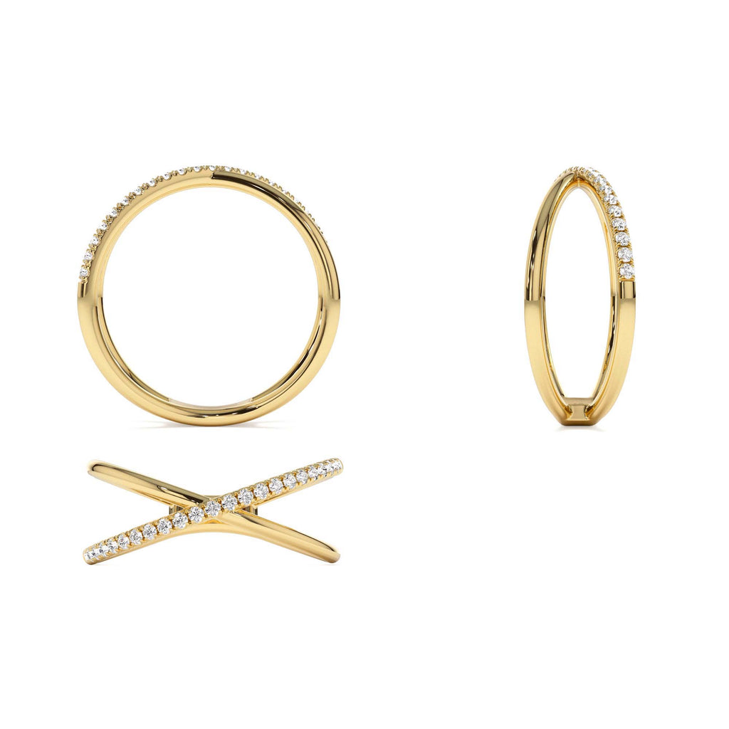 14k Criss Cross Single Side Diamond Ring - view 5