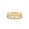 14k Diamond Statement Ring with Beaded Band by Orlina Fine