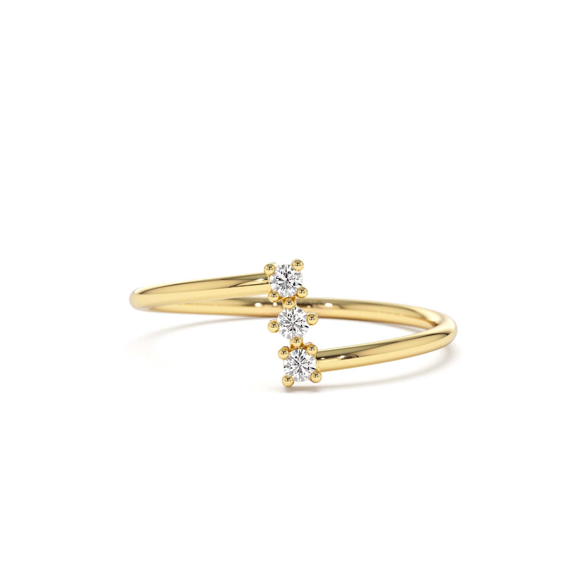 14k Vertical Three Stone Natural Diamond Ring by Orlina Fine