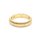 14k 4MM Flat Milgrain Edge Diamond Wedding Band - view 4